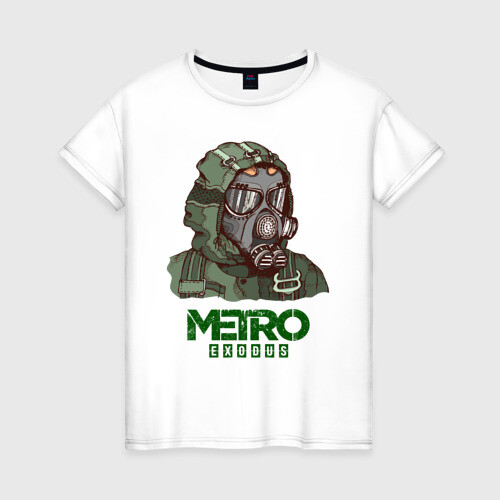 Женская футболка хлопок Metro STALKER в противогазе фото