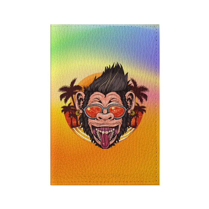 Обложка для паспорта матовая кожа Веселая обезьяна в очках фото