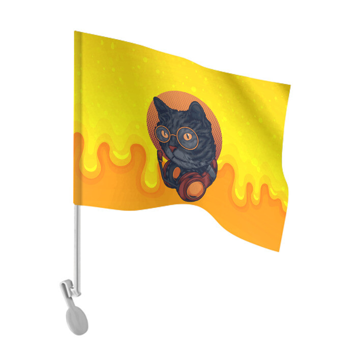 Флаг для автомобиля D.j Cat Кот диджей фото