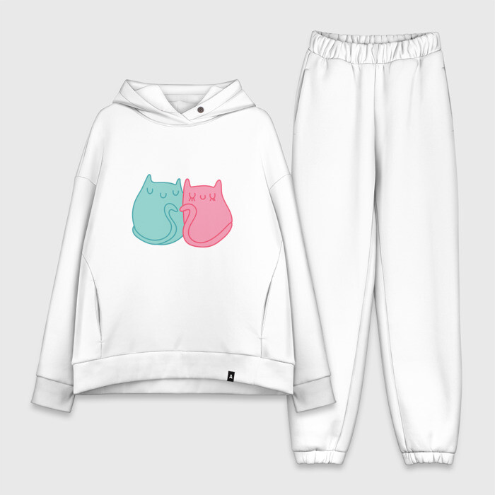 Женский костюм хлопок Oversize Любовь и котики фото