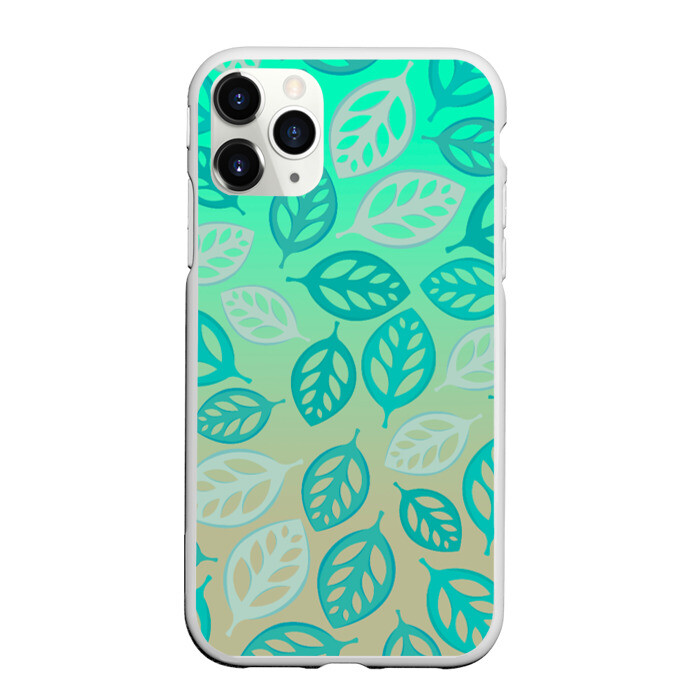 Чехол для iPhone 11 Pro матовый узор из листиков фото