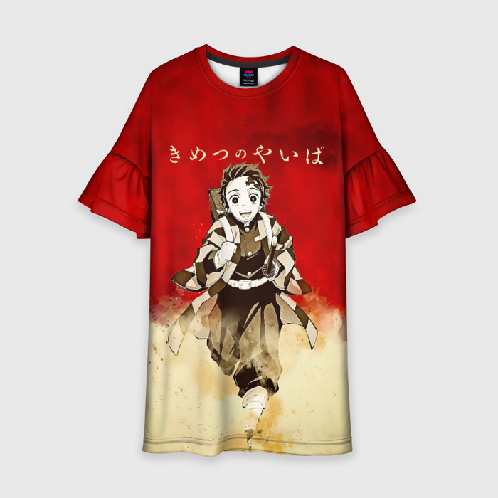 Детское платье 3D Танджиро Клинок рассекающий демонов фото