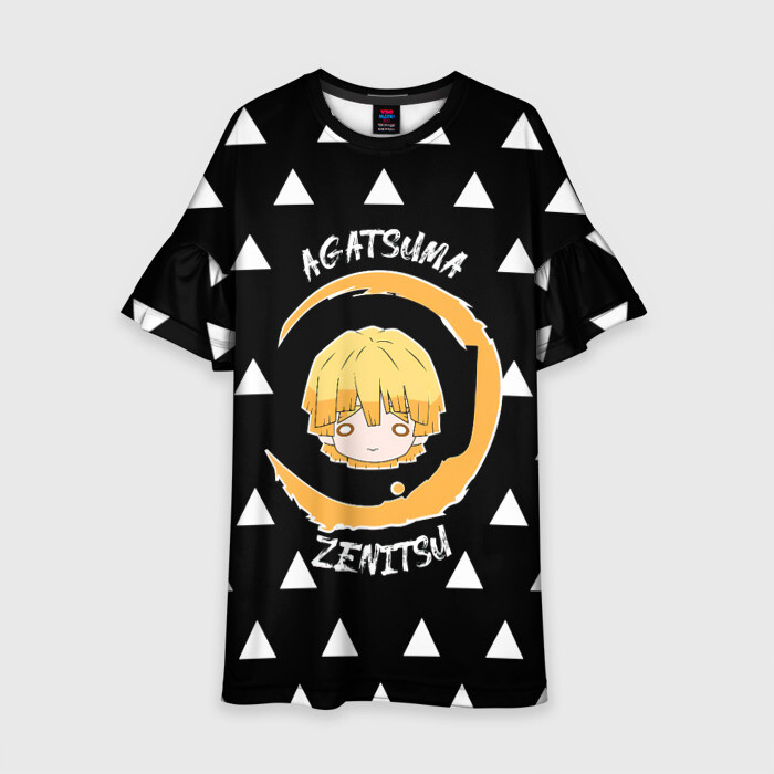 Детское платье 3D Agatsuma Zenitsu Kimetsu no Yaiba фото