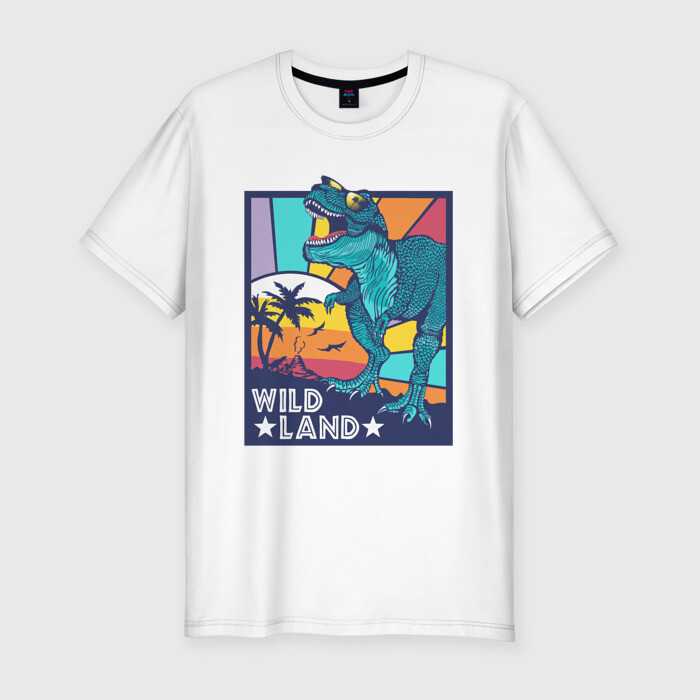Мужская футболка хлопок Slim WILD LAND ДИНОЗАВР T-REX фото
