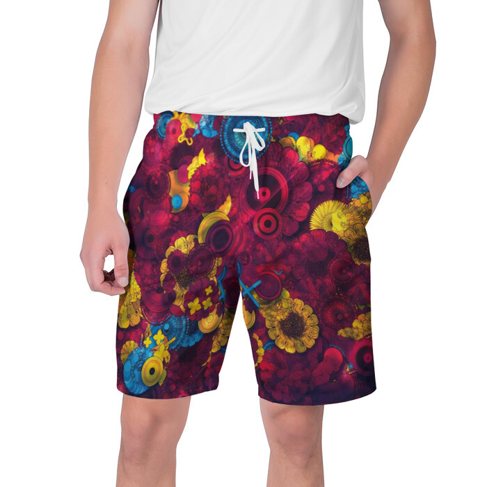 Мужские шорты 3D Цветы - шестеренки фото