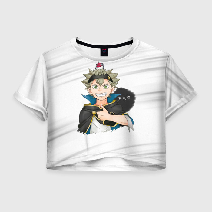 Женская футболка Crop-top 3D Лайк от Аста | Чёрный клевер фото