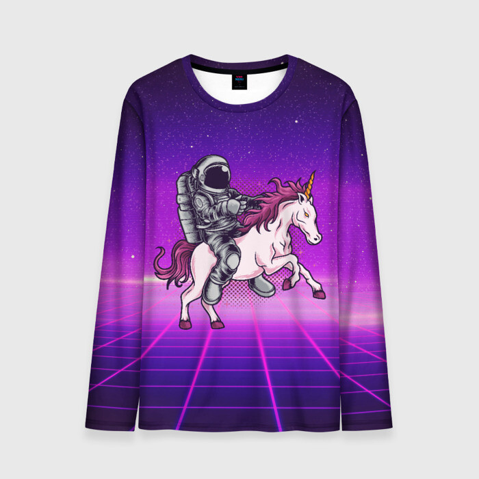 Мужской лонгслив 3D Космонавт на единороге фото