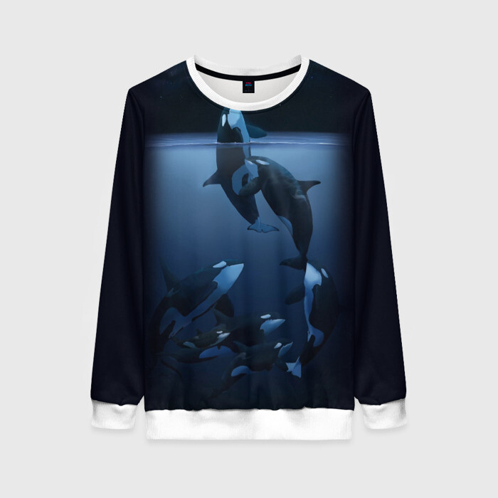 Женский свитшот 3D касатки фото