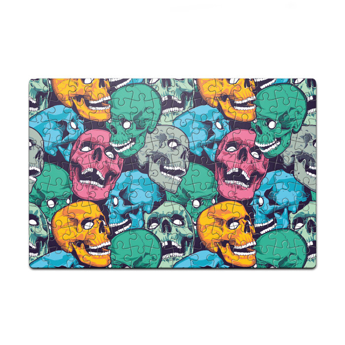 Головоломка Пазл магнитный 126 элементов Черепа разноцветные фото
