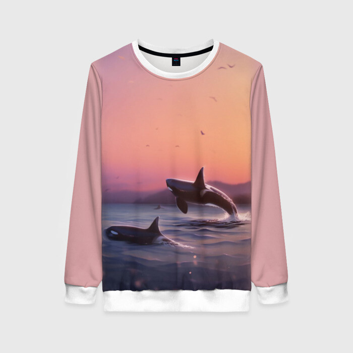Женский свитшот 3D касатки фото