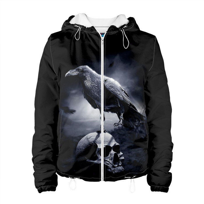 Женская куртка 3D ЧЕРЕП И ВОРОН фото