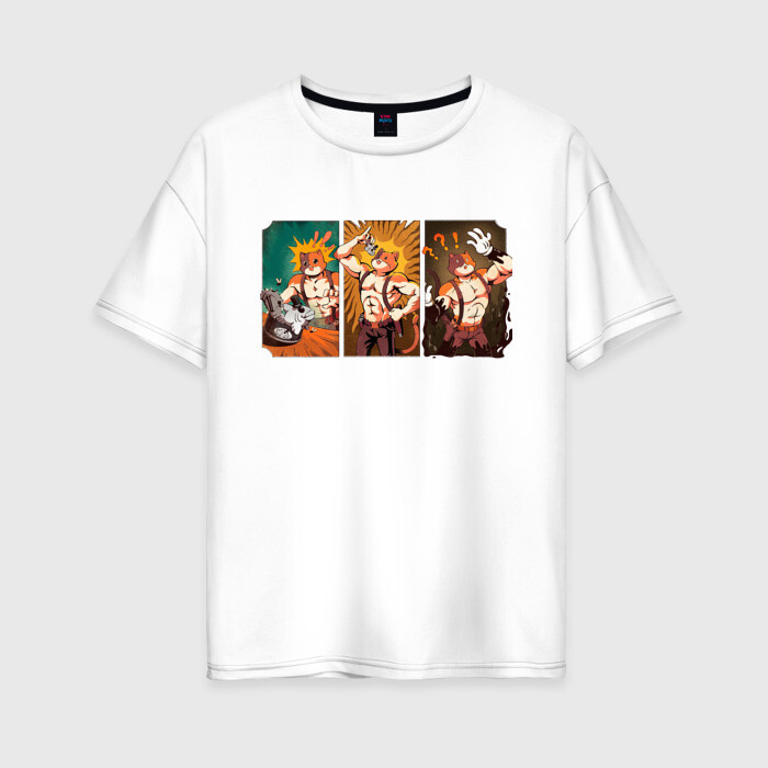 Женская футболка хлопок Oversize Мультмяускулс фото