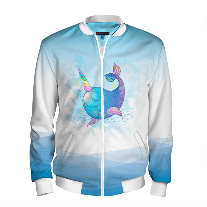 Мужской бомбер 3D Дельфин единорог фото