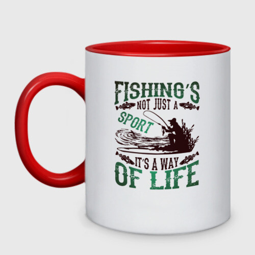 Кружка двухцветная Рыбалка моя жизнь фото