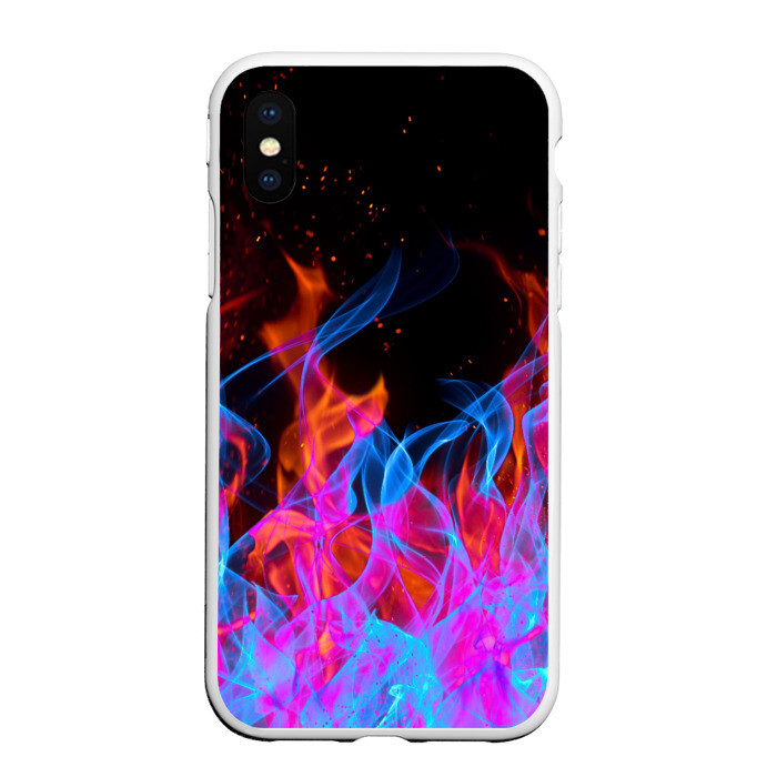 Чехол для iPhone XS Max матовый ТРИ ОГНЯ FIRE СИНИЙ ОГОНЬ фото