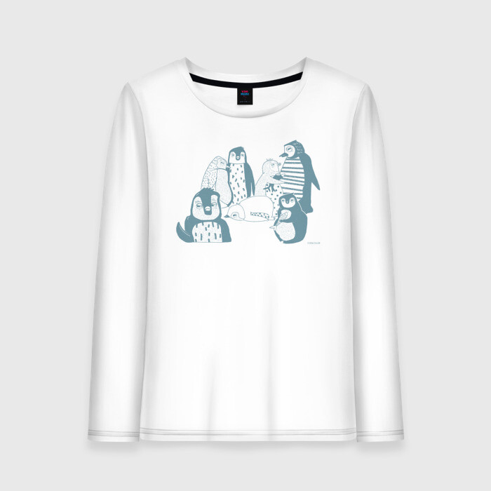 Женский лонгслив хлопок Пингвины фото
