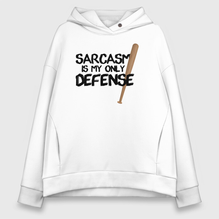 Женское худи Oversize хлопок Sarcasm is my only defense фото
