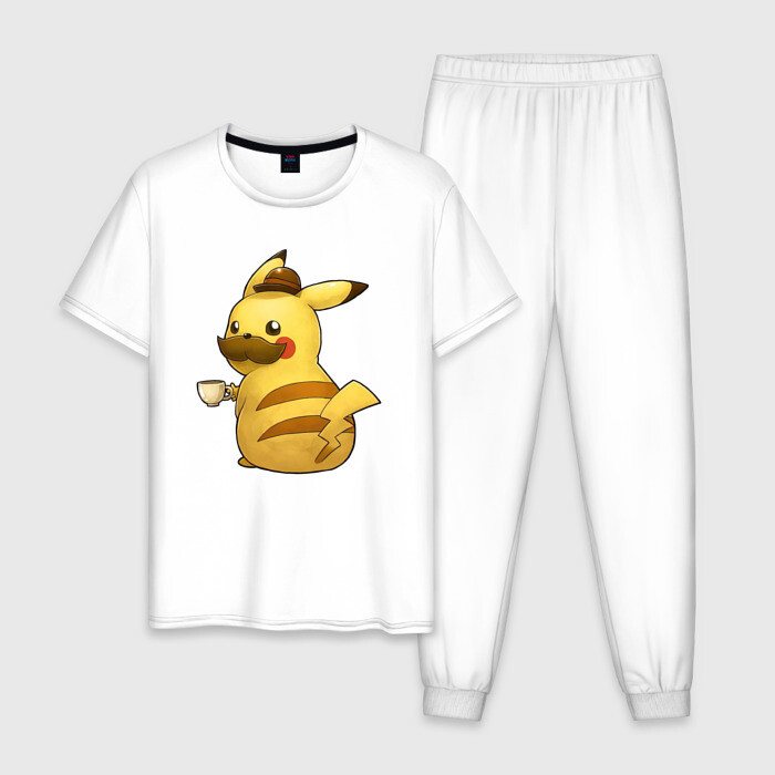 Мужская пижама хлопок Пикачу детектив фото