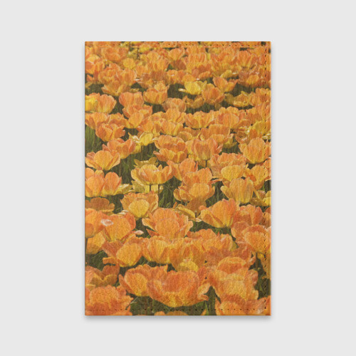 Обложка для паспорта матовая кожа оранжевые розы фото