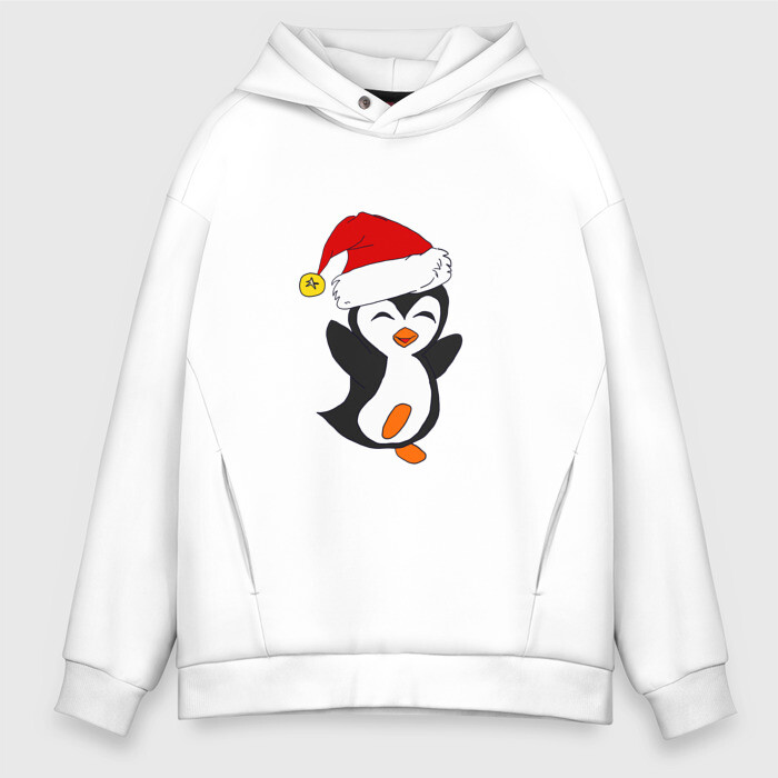 Мужское худи Oversize хлопок Happy Pinguin фото