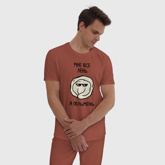 Мужская пижама хлопок Мне все лень, я пельмень фото