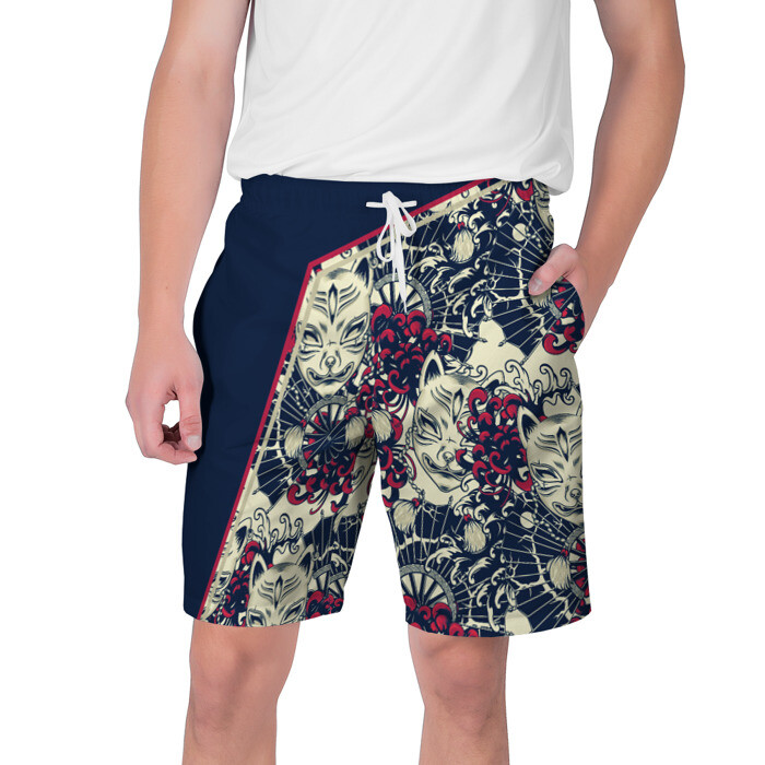 Мужские шорты 3D Бакэнэко. Маска фото