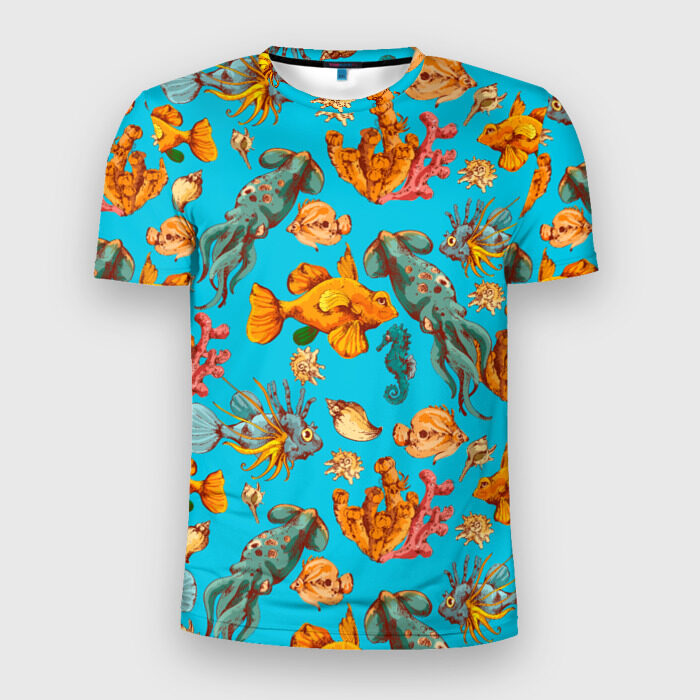 Мужская футболка 3D спортивная Подводный мир фото