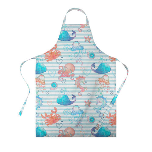 Фартук 3D Морские жители фото