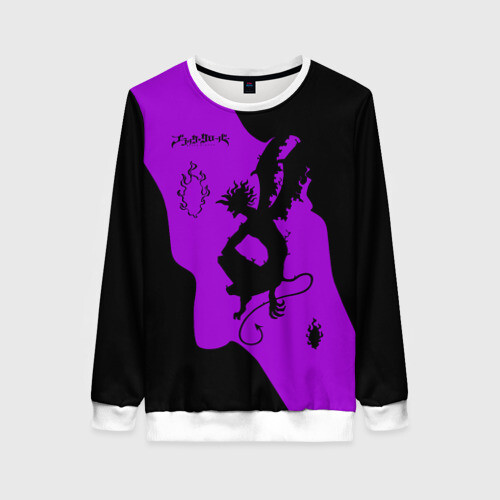 Женский свитшот 3D Чёрный клевер демон в сиреневом фото