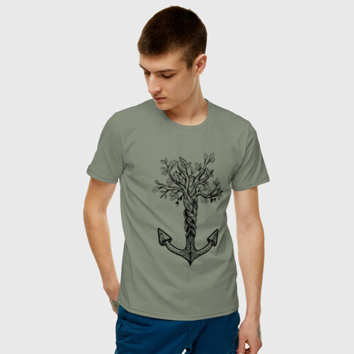 Мужская футболка хлопок Славянский якорь в виде дерева фото