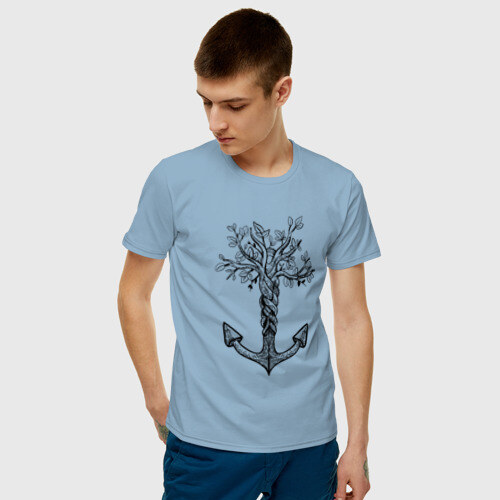 Мужская футболка хлопок Славянский якорь в виде дерева фото