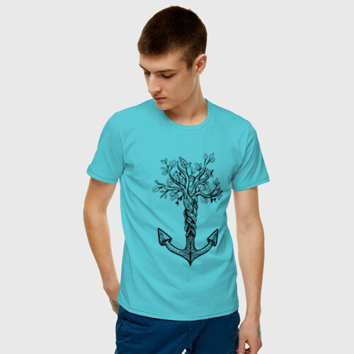 Мужская футболка хлопок Славянский якорь в виде дерева фото