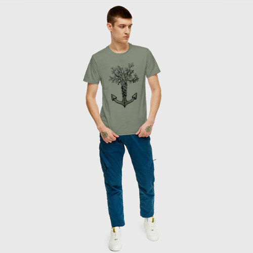 Мужская футболка хлопок Славянский якорь в виде дерева фото
