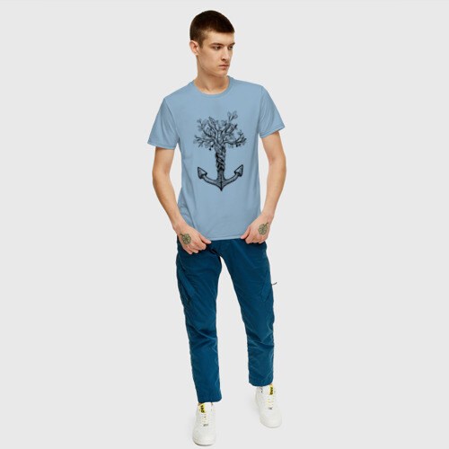 Мужская футболка хлопок Славянский якорь в виде дерева фото