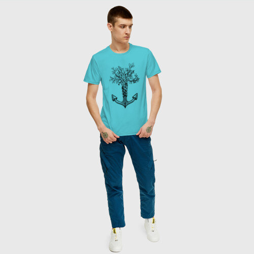 Мужская футболка хлопок Славянский якорь в виде дерева фото