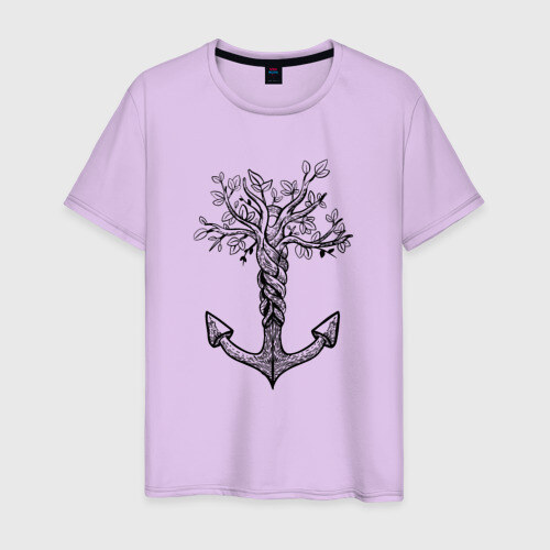 Мужская футболка хлопок Славянский якорь в виде дерева фото