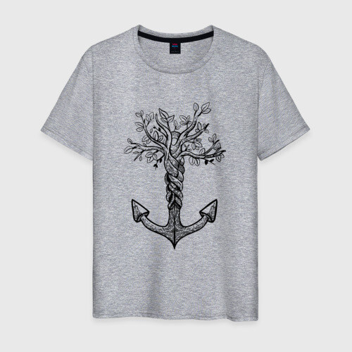 Мужская футболка хлопок Славянский якорь в виде дерева фото