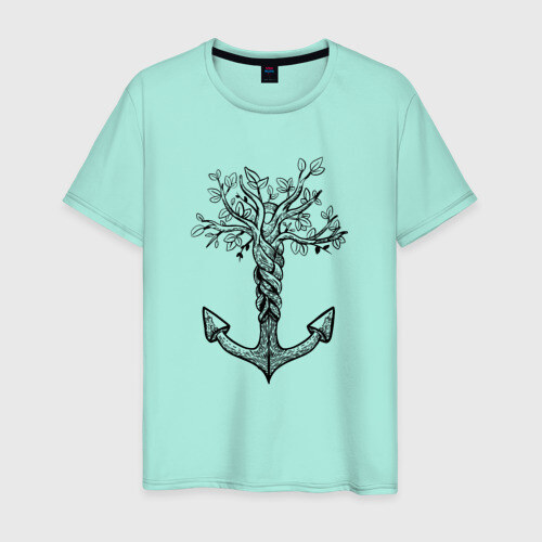 Мужская футболка хлопок Славянский якорь в виде дерева фото