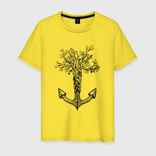 Мужская футболка хлопок Славянский якорь в виде дерева фото