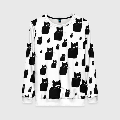 Женский свитшот 3D Принт из грустных черных котов фото
