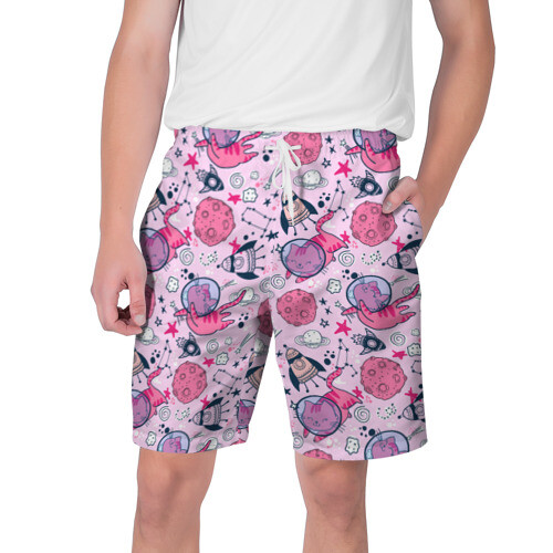 Мужские шорты 3D Кошки в космосе фото