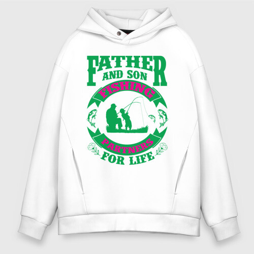 Мужское худи Oversize хлопок Рыбалка отец и сын фото