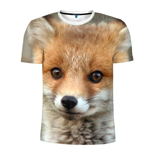 Мужская футболка 3D спортивная Миленький лисенок фото