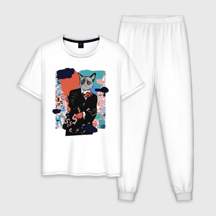 Мужская пижама хлопок Business Cat фото