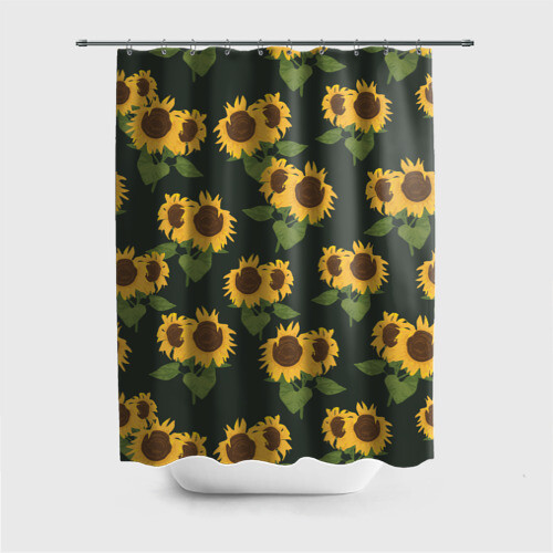 Штора 3D для ванной Подсолнухи фото