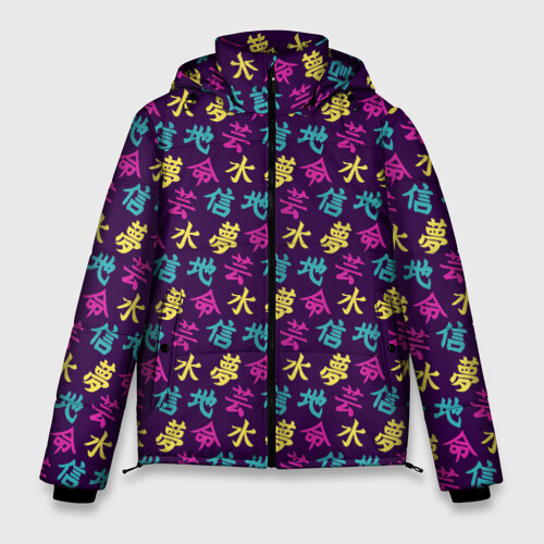 Мужская зимняя куртка 3D Иероглифы фото