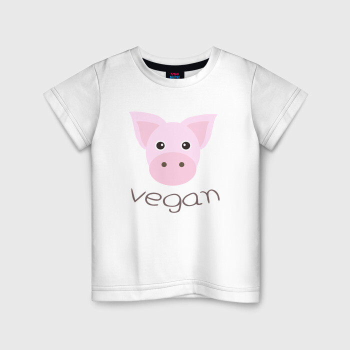 Детская футболка хлопок Pig Vegan фото