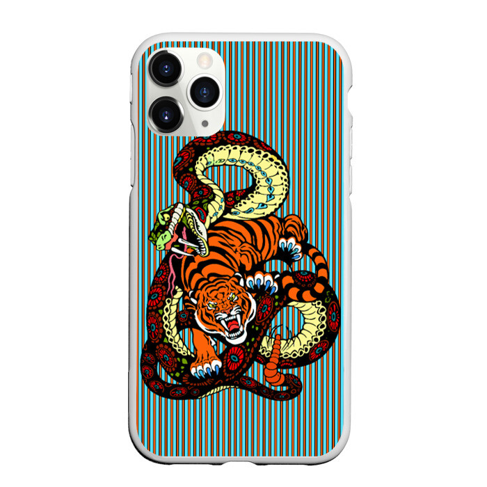 Чехол для iPhone 11 Pro матовый Тигры Змея Полосы фото