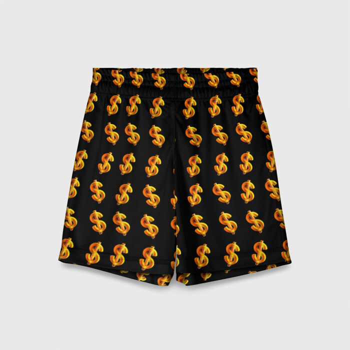 Детские спортивные шорты 3D Доллар золотой фото