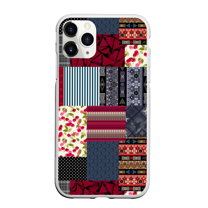 Чехол для iPhone 11 Pro матовый Деревенский стиль. Пэчворк. фото